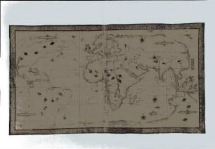 Weltkarte : Weltkarte. Handzeichnung, koloriert, Pergament; 62,5 x 111 cm (mit Rand). Dieppe, 1541