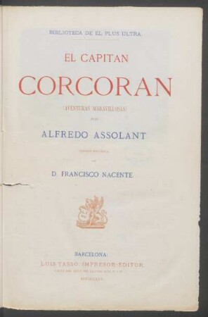 El capitán Corcoran : aventuras maravillosas