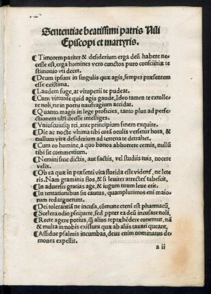 Sententiae beatissimi patris Nili Episcopi et martyris.