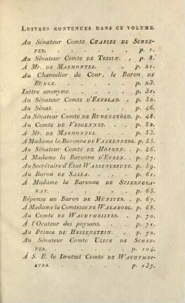 Lettres contenues dans ce volume