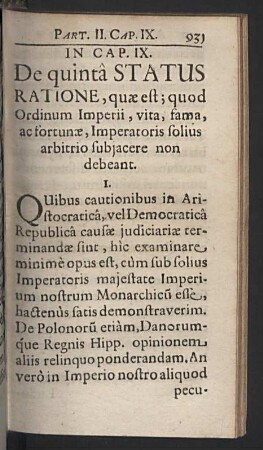 In Cap. IX. De quintâ Status ratione