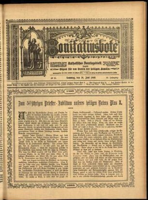 Erste Ausgabe vom Sonntag, den 28. Juni 1908.