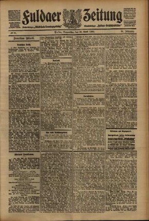 Zweite Ausgabe vom Donnerstag, den 29. April 1909.