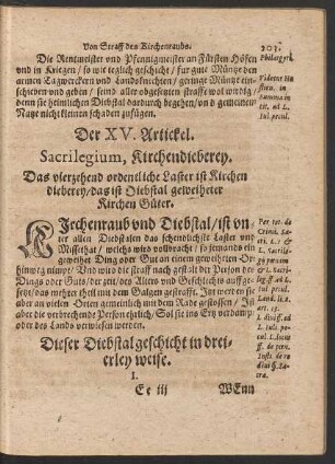 Der XV. Artickel.
