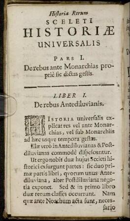 Pars I. De rebus ante Monarchias proprie sic dictas gestis.