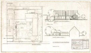 Schneider - Esleben, Paul; Düsseldorf, Leo-Statz-Str. 27; Haus Schneider-Esleben, Einfamilienhaus mit Architekturbüro - Überdachung Schwimmbecken (Ansicht; Grundriss)