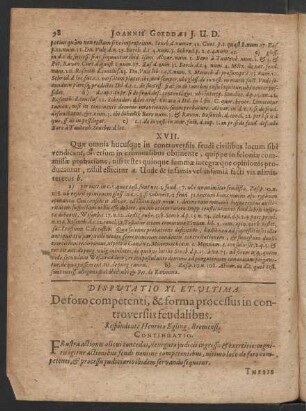 Disputatio XI. Et. Ultima.