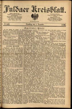 Erste Ausgabe vom Dienstag, den 01. Dezember 1896.