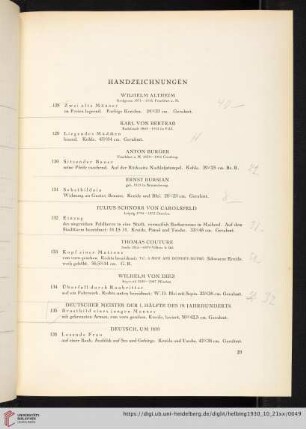 Handzeichnungen (Nr. 128-144)