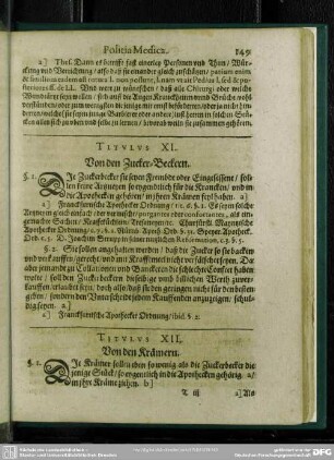 Titulus XI. Von den Zucker-Beckern