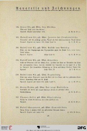 Aquarelle und Zeichnungen (Nr. 186-210)