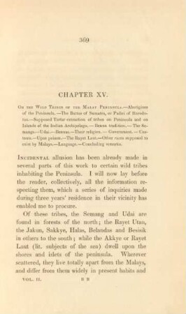 Chapter XV. On the wild tribes of the Malay Peninsula ...