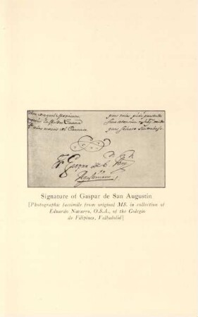 Signature of Gaspar de San Agustin