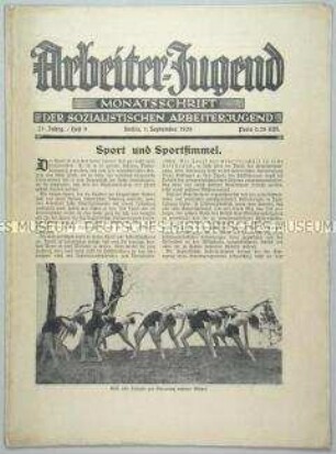 Monatszeitschrift der SAJ "Arbeiter-Jugend" u.a. zum Arbeitersport