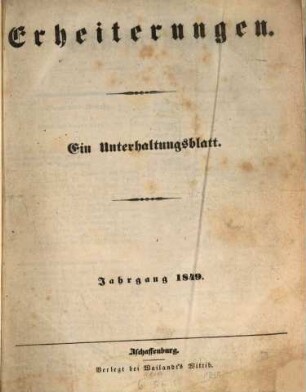 Erheiterungen, 1849