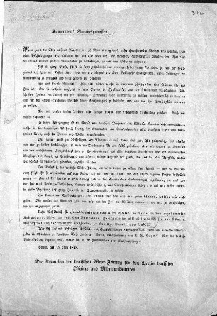 Kameraden! Standesgenossen! Man greift die Ehre unseres Standes an. (Sammlung Friedlaender)