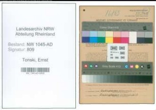 Entnazifizierung Ernst Tonski , geb. 28.04.1909 (Bueroangestellter)
