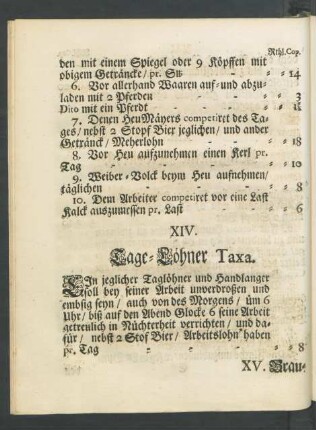 XIV. Tage-Löhner Taxa