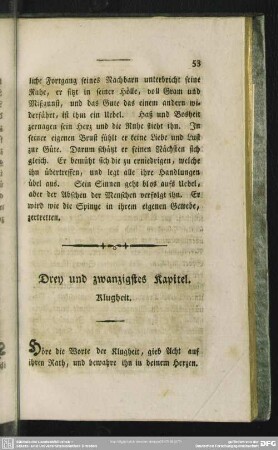 Drey und zwanzigstes Kapitel. Klugheit