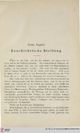 Erstes Kapitel. Geschichtliche Stellung