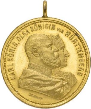 Kleine Medaille auf das 25-jährige Regierungsjubiläum König Karls von Württemberg