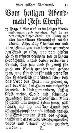 Vom heiligen Abendmahl Jesu Christi.