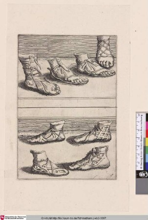 [Mit Sandalen bekleidete Füße; Sandalled feet]