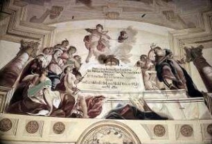 Personengruppe mit dem toten Christus an einem Räucheraltar