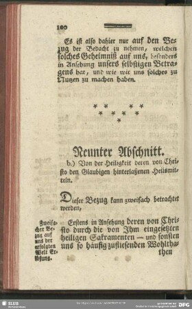 Neunter Abschnitt. b.) Von der Heiligkeit deren von Christo den Glaubigen hinterlaßenen Heilsmitteln