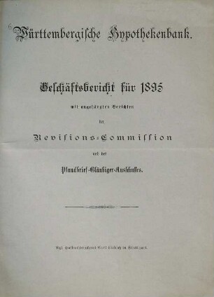 Geschäftsbericht .... 1895 (1896)