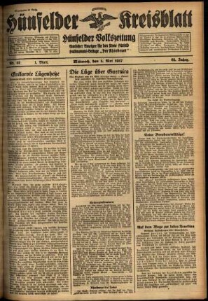 Erste Ausgabe vom Mittwoch, den 05. Mai 1937.