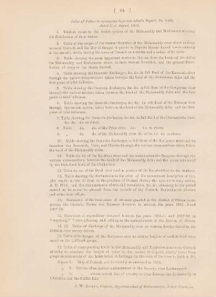 Index of tables to accompany superintendent's report, no. 1420, dated 21st August, 1858