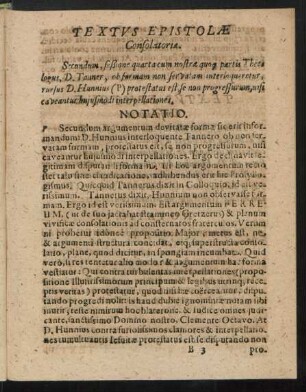 Textus Epistolae Consolatoriae.