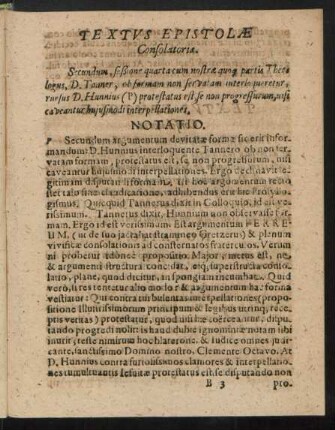 Textus Epistolae Consolatoriae.