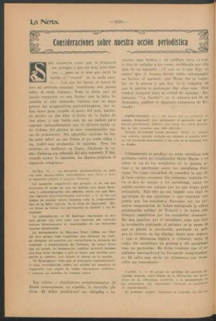 Consideraciones sobre nuestra acción periodística