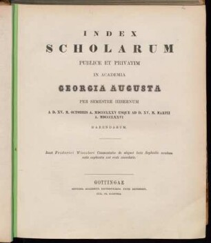 1875_WS: Index scholarum publice et privatim in Academia Georgia Augusta ... habendarum