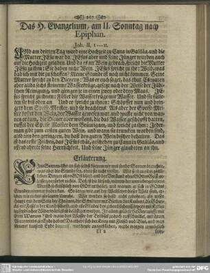 Das H. Evangelium, am II. Sonntag nach Epiphan. Joh. II, 1-11