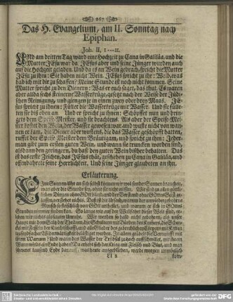 Das H. Evangelium, am II. Sonntag nach Epiphan. Joh. II, 1-11