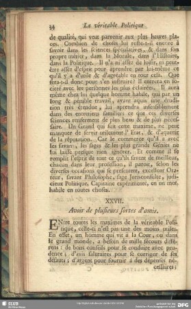 XXVII. Avoir de plusieurs sortes d'amis