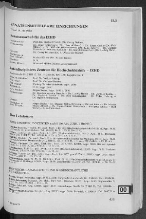 II.3 Senatsunmittelbare Einrichtungen
