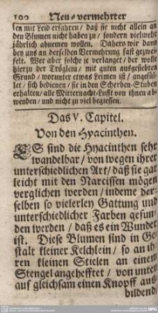 Das V. Capitel. Vond den Hyacinthen.