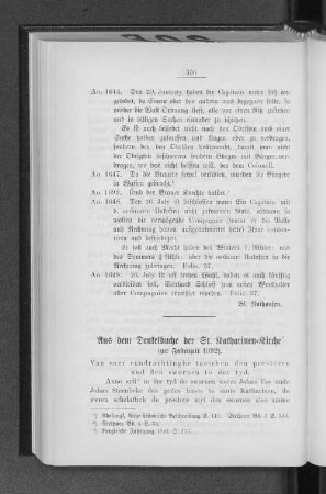 Aus dem Denkelbuche der St. Katharinen=Kirche : (zur Fastenzeit 1392).