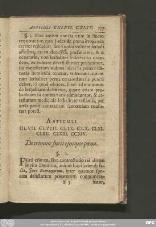 Articuli CLVII. CLVIII. CLIX. CLX. CLXI. CLXII. CLXIII. CCXIV. De crimine furti eiusque poena.