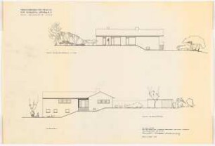 Wohngarten Direktor Kleff, Wissen-Schönstein: 2 Ansichten von Südwest und Nordwest 1:100 (Zeichnung der Architekten)