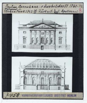 Berlin, Staatsoper Unter den Linden,Berlin, Staatsoper, Apollosaal : Druck: Rückseite (oben), Apollosaal (unten)