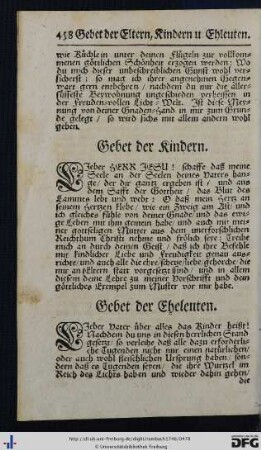 Gebet der Kindern; Gebet der Eheleuten.