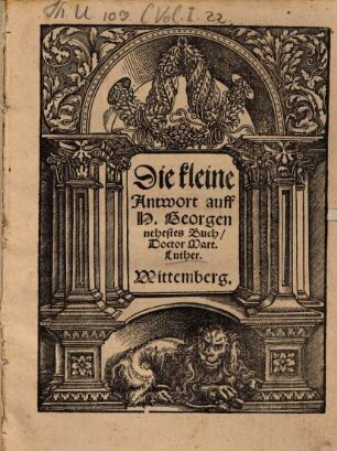 Die kleine Antwort auff H. Georgen nehestes Buch