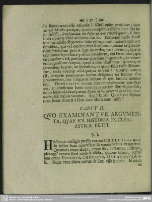 Caput II. Quo Examinantur Argumenta, Quae Ex Historia Ecclesiastica Petit