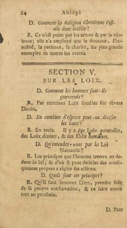 Section V. Sur Les Loix