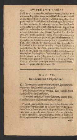 Cap. VII. De Reductione & Expositione.
